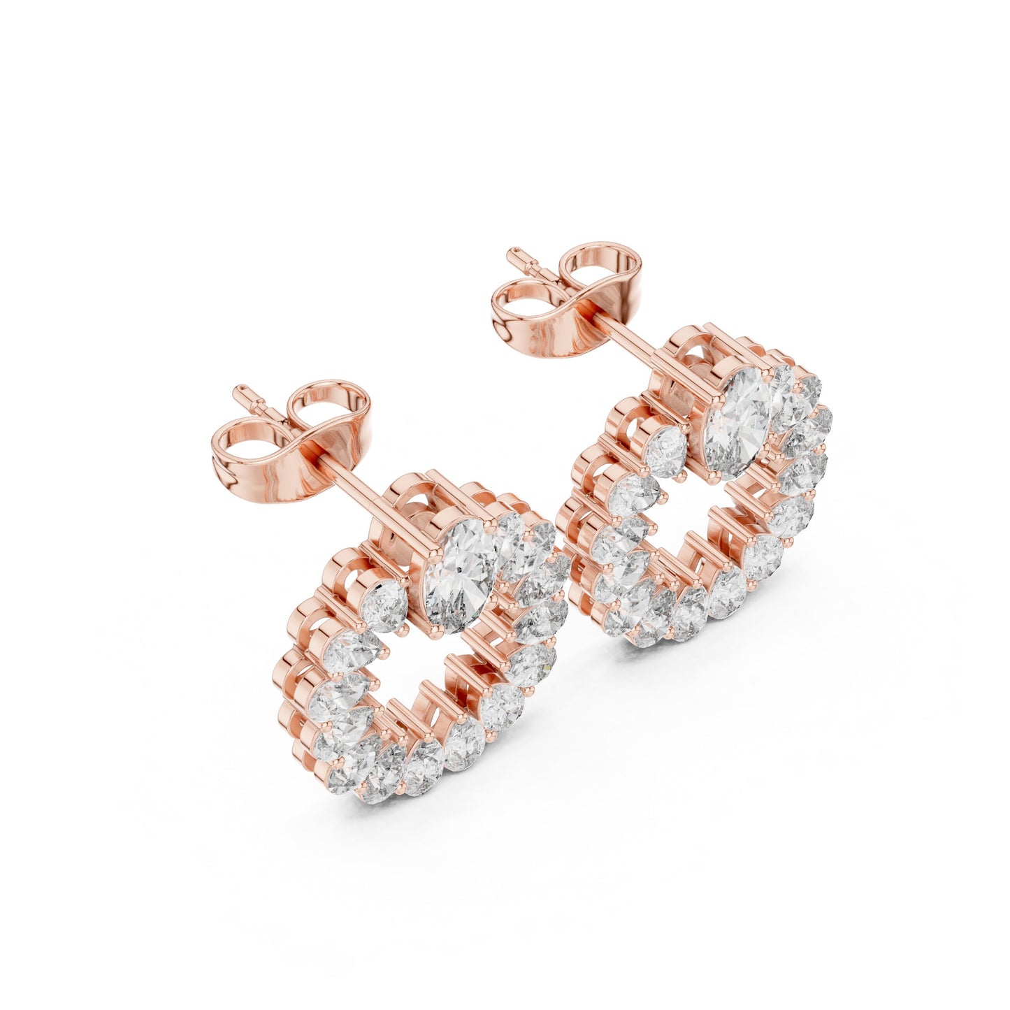 Mixed Shape Lab Grown Diamond Cluster Earrings