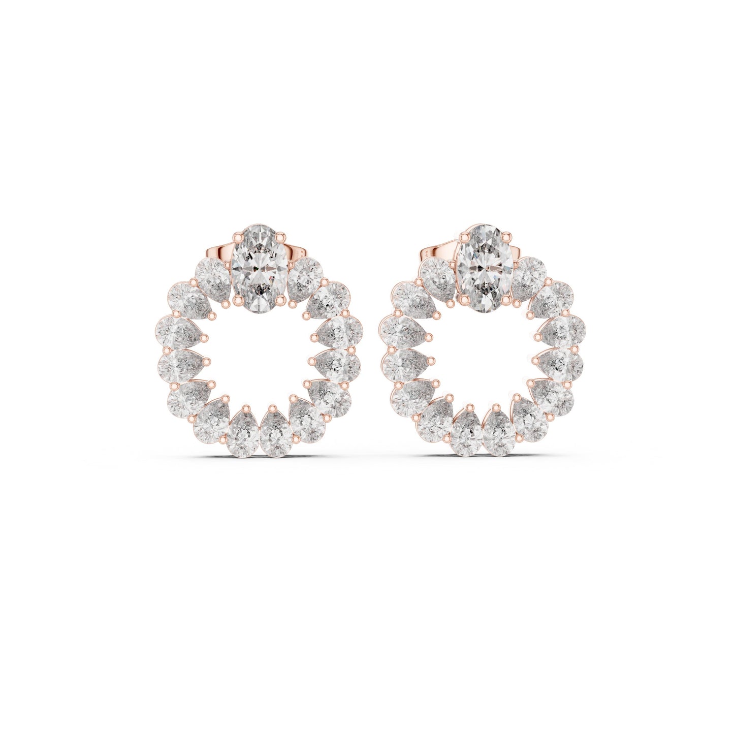 Mixed Shape Lab Grown Diamond Cluster Earrings
