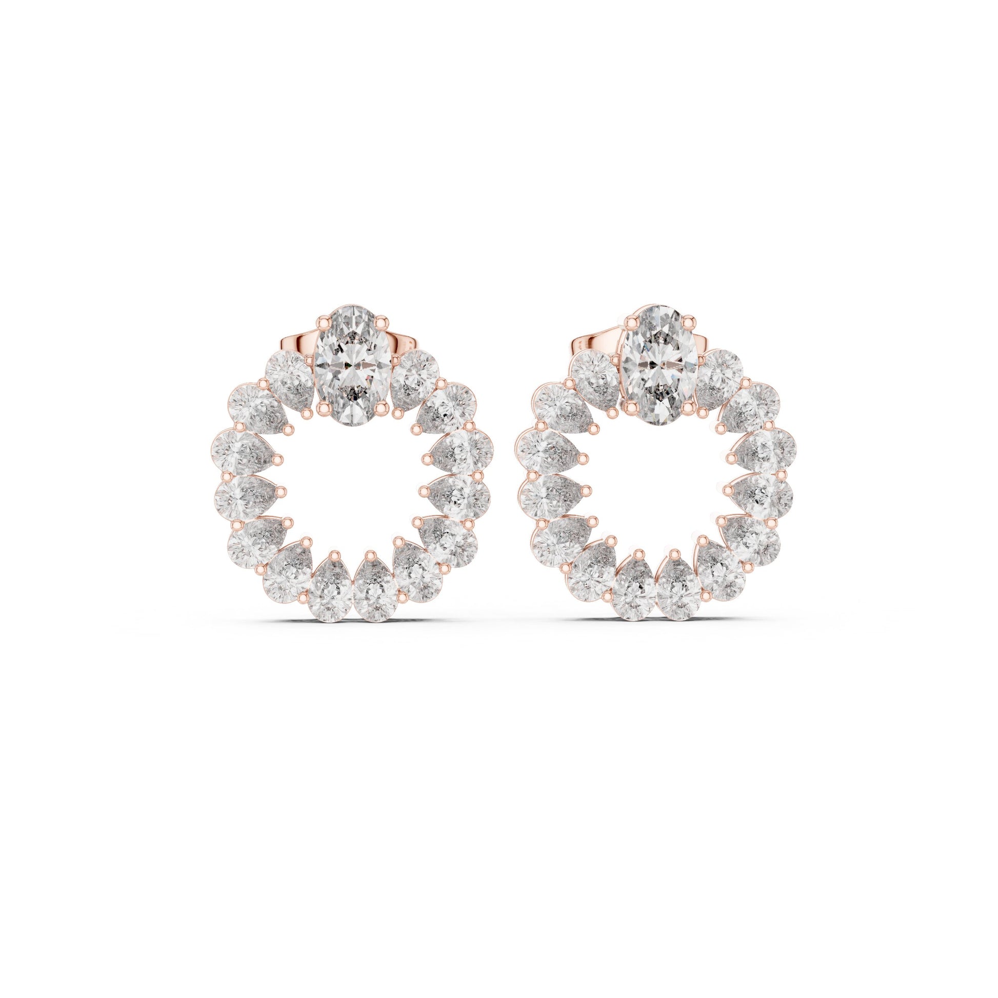 Mixed Shape Lab Grown Diamond Cluster Earrings