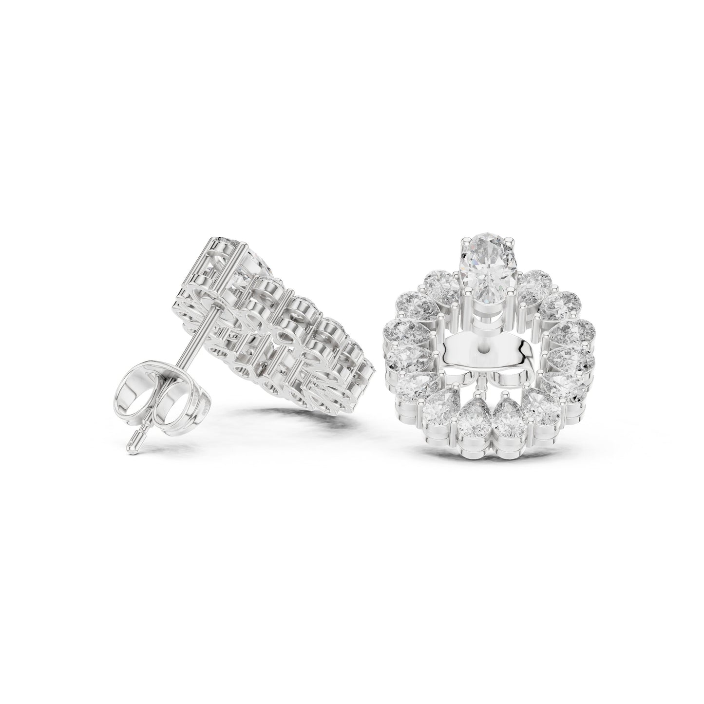Mixed Shape Lab Grown Diamond Cluster Earrings