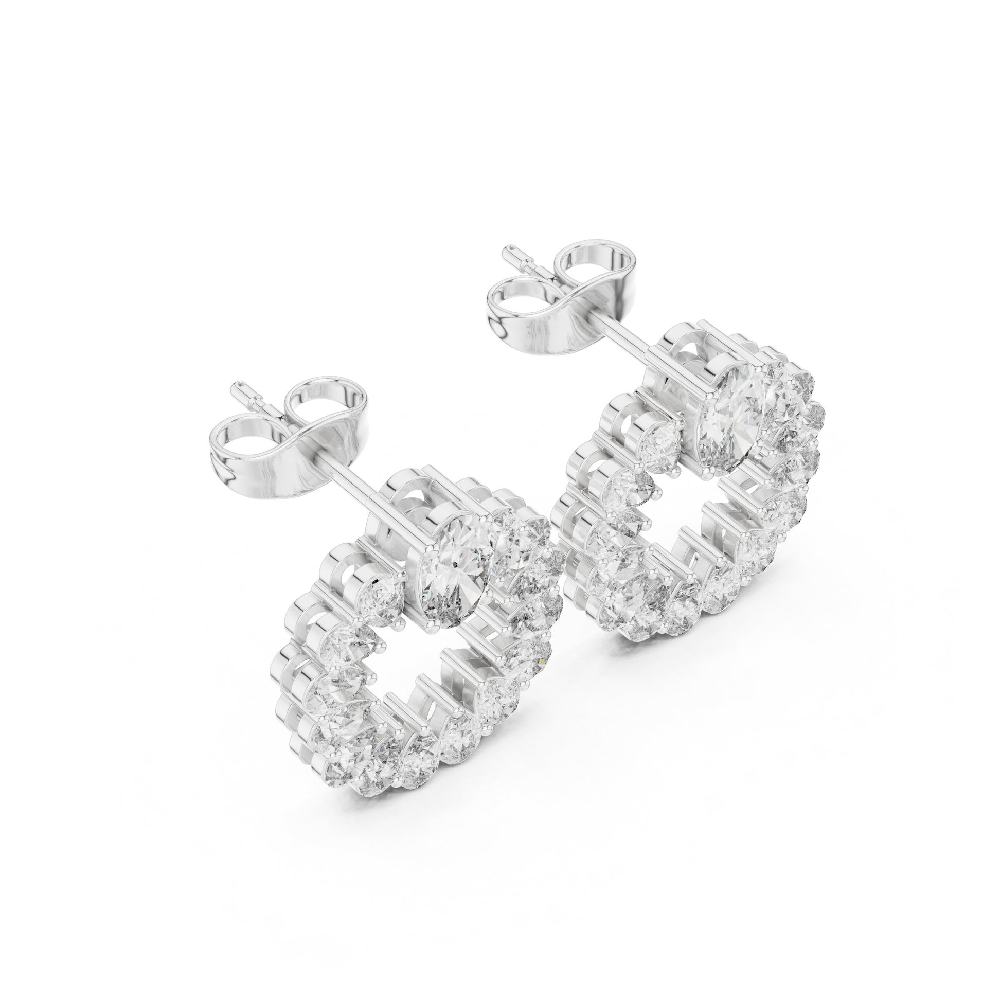 Mixed Shape Lab Grown Diamond Cluster Earrings