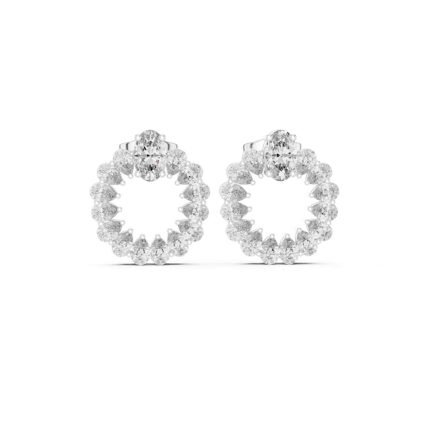 Mixed Shape Lab Grown Diamond Cluster Earrings