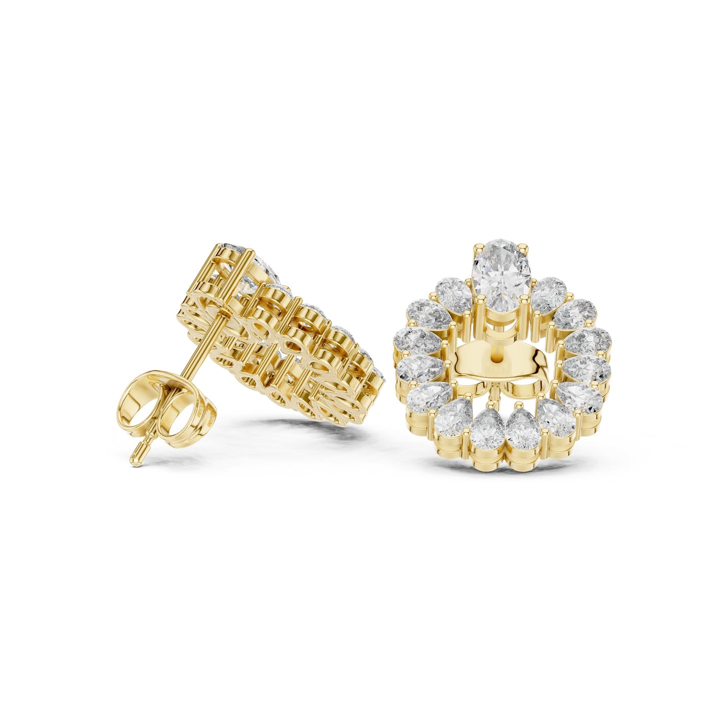 Mixed Shape Lab Grown Diamond Cluster Earrings