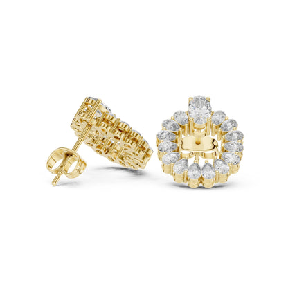Mixed Shape Lab Grown Diamond Cluster Earrings