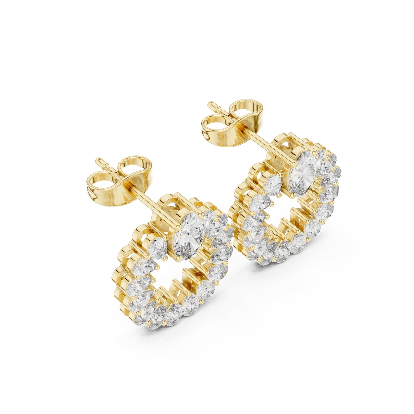Mixed Shape Lab Grown Diamond Cluster Earrings