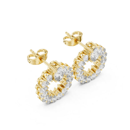 Mixed Shape Lab Grown Diamond Cluster Earrings