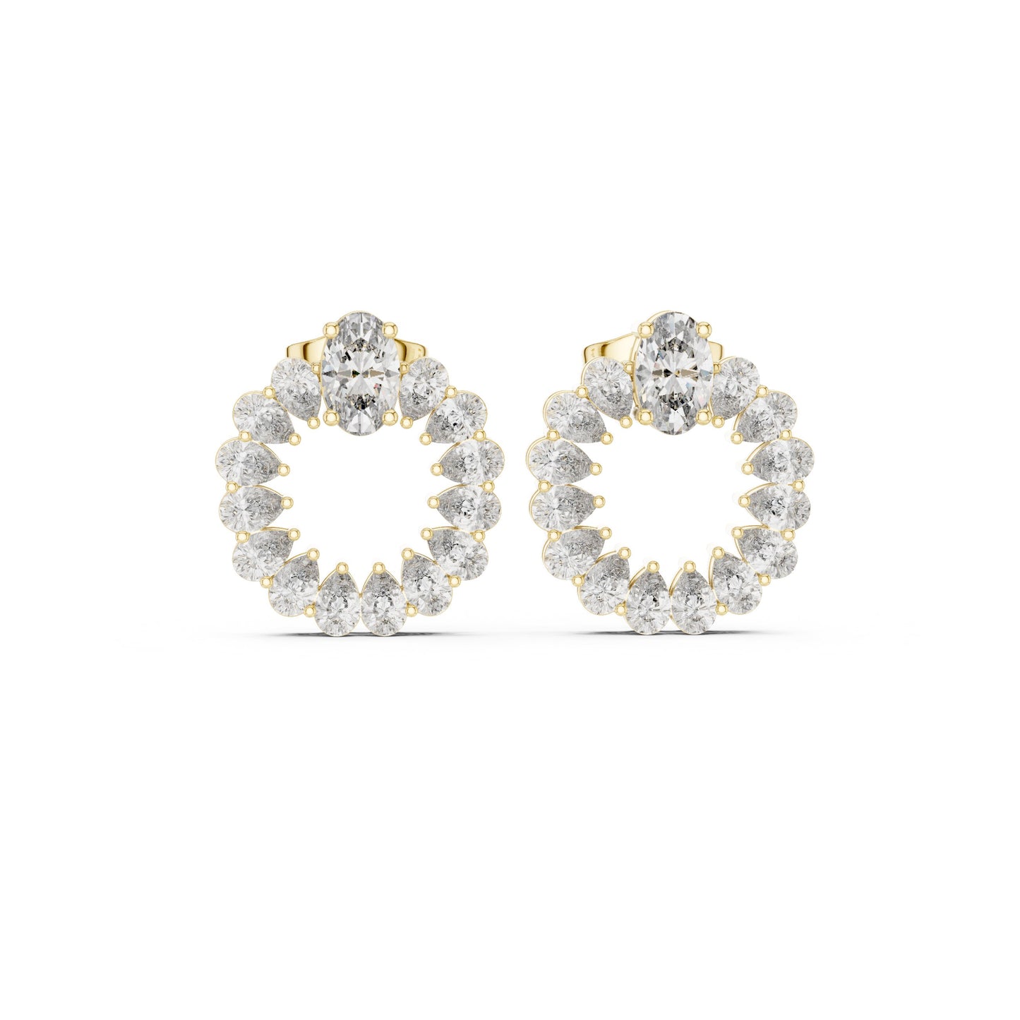Mixed Shape Lab Grown Diamond Cluster Earrings