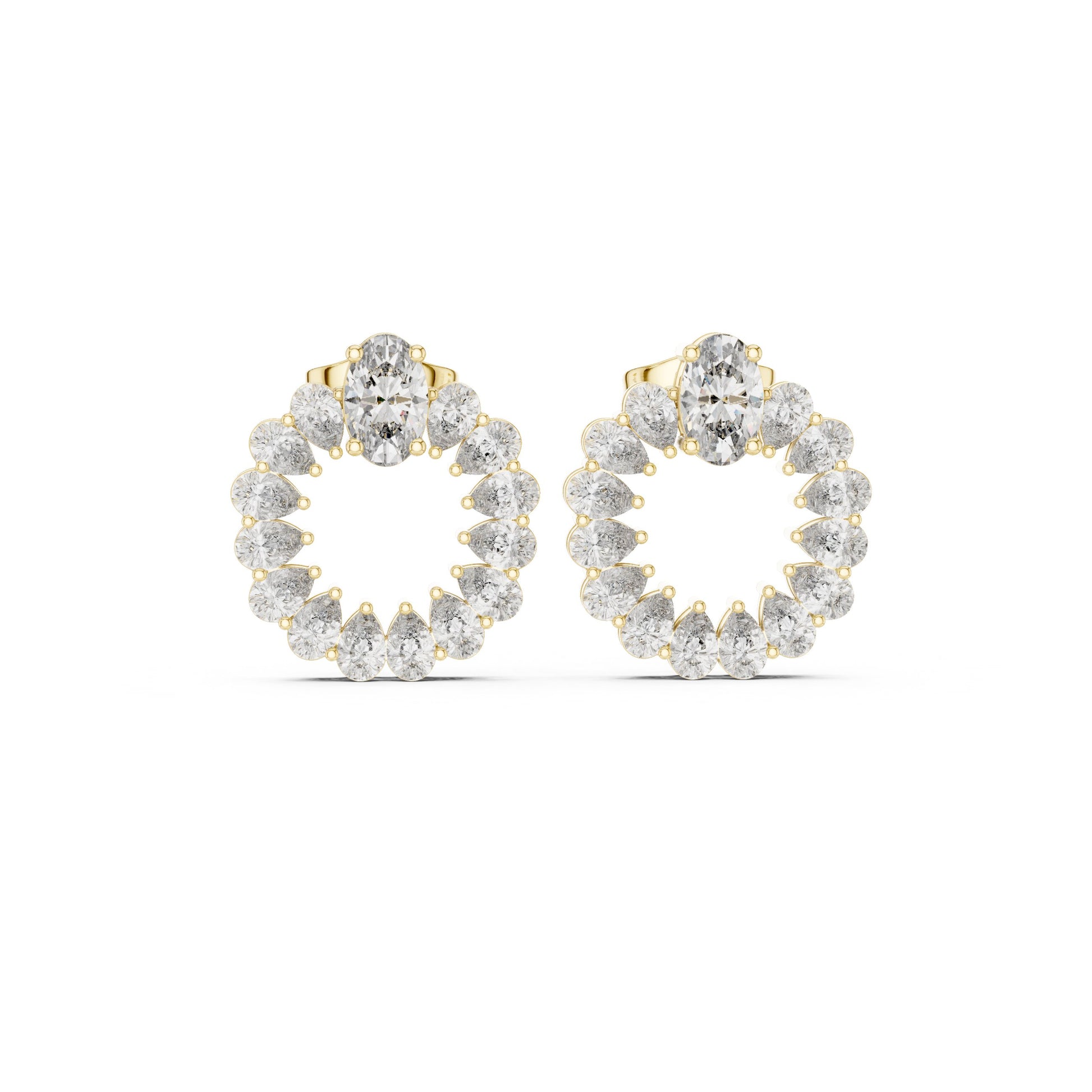 Mixed Shape Lab Grown Diamond Cluster Earrings