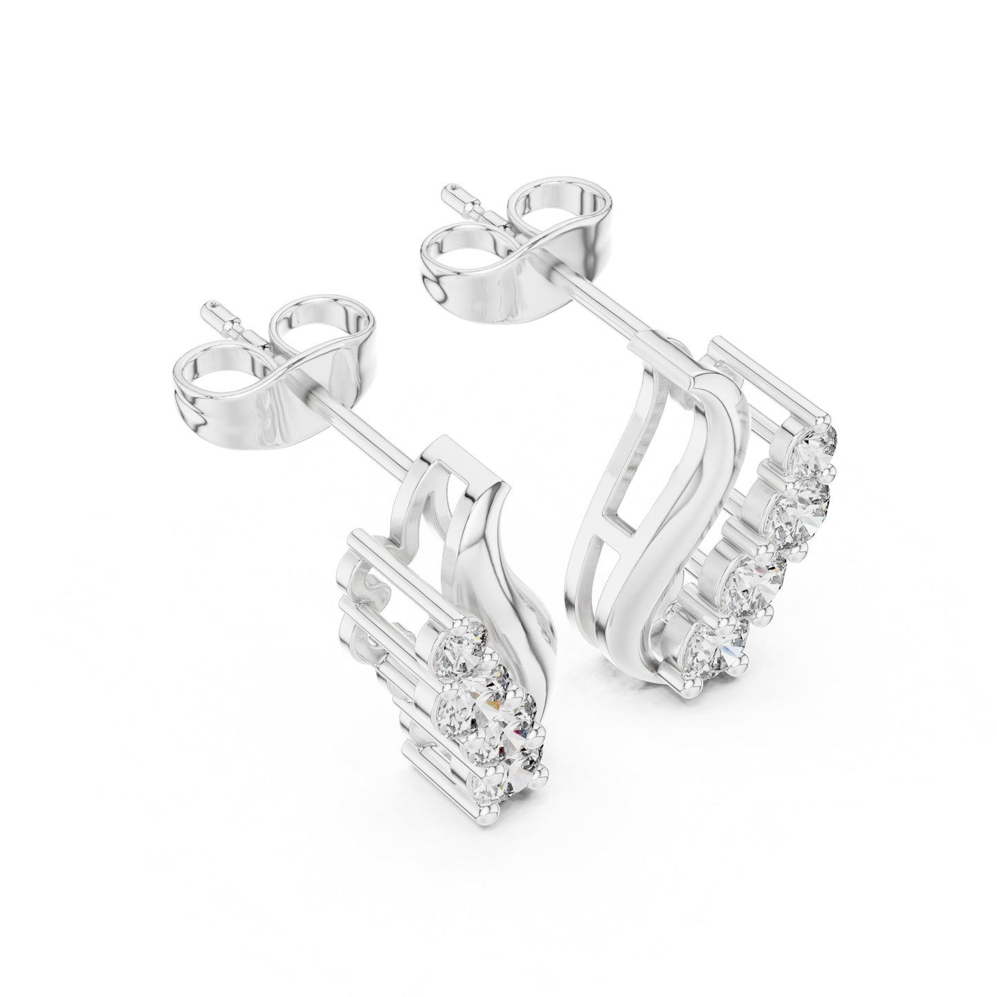Round Climber Lab Grown Diamond Earrings