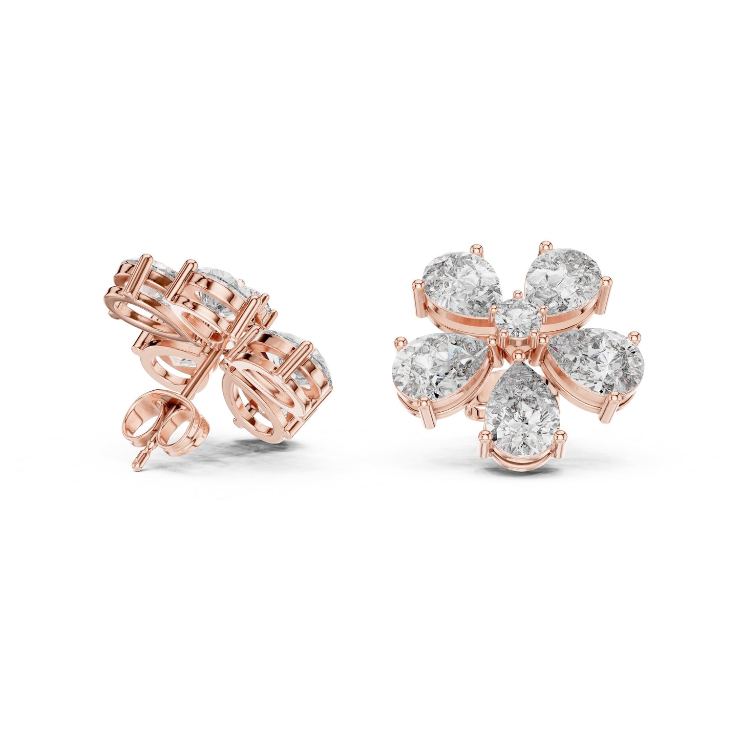 Mixed Shape Lab Grown Diamond Cluster Earrings