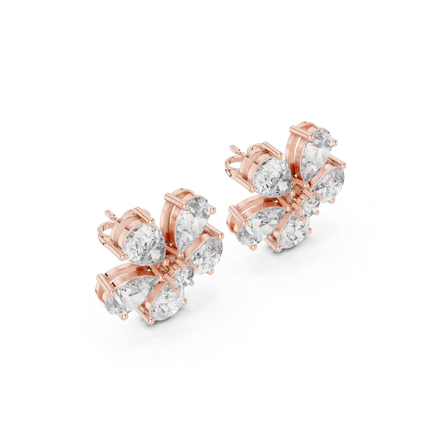 Mixed Shape Lab Grown Diamond Cluster Earrings
