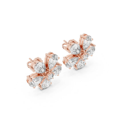 Mixed Shape Lab Grown Diamond Cluster Earrings