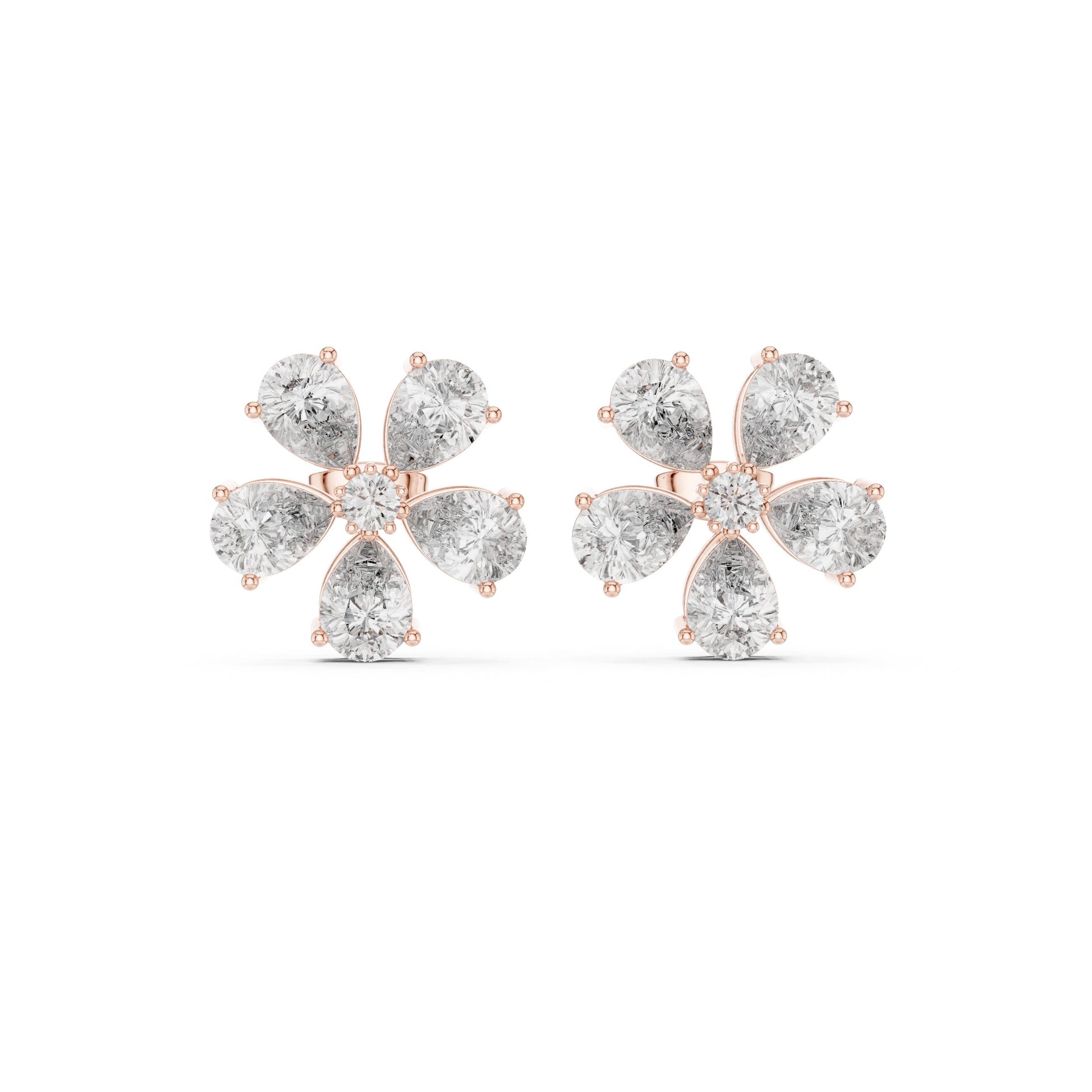Mixed Shape Lab Grown Diamond Cluster Earrings