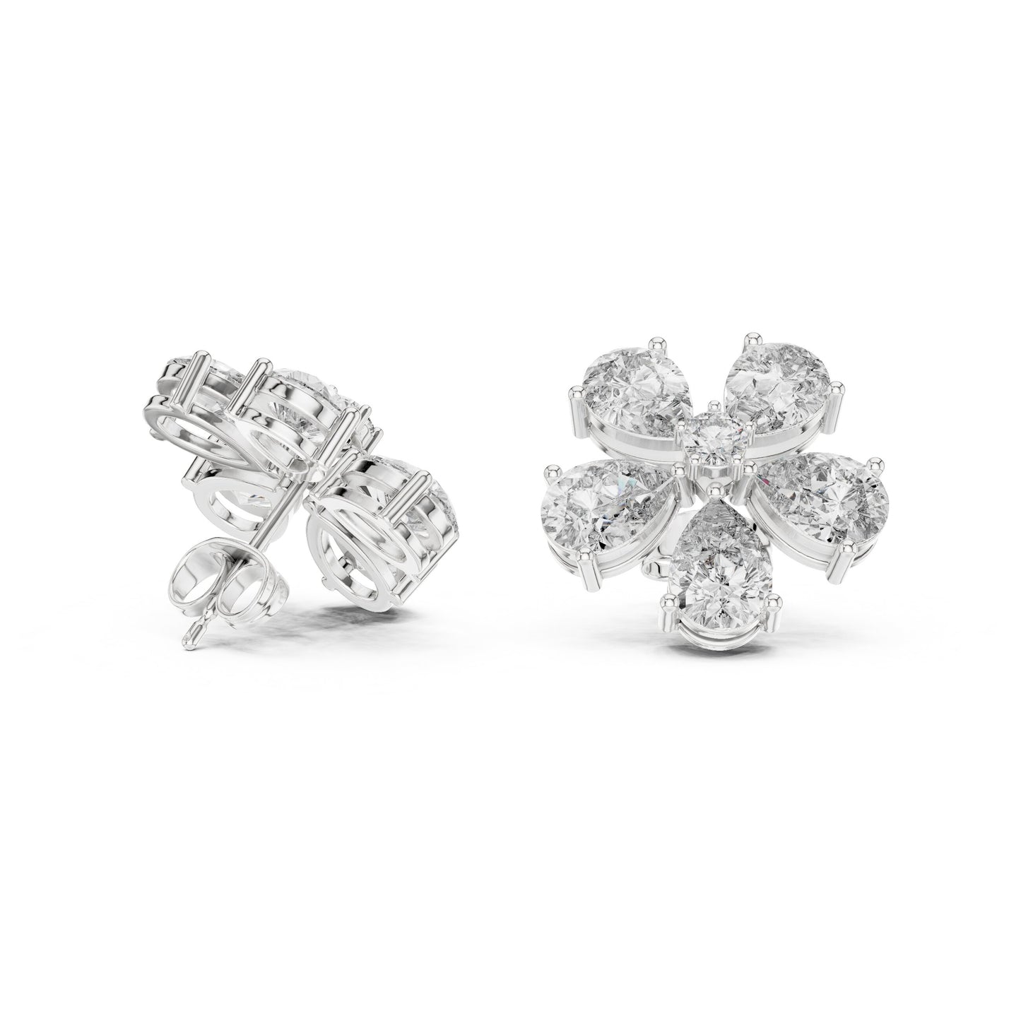 Mixed Shape Lab Grown Diamond Cluster Earrings