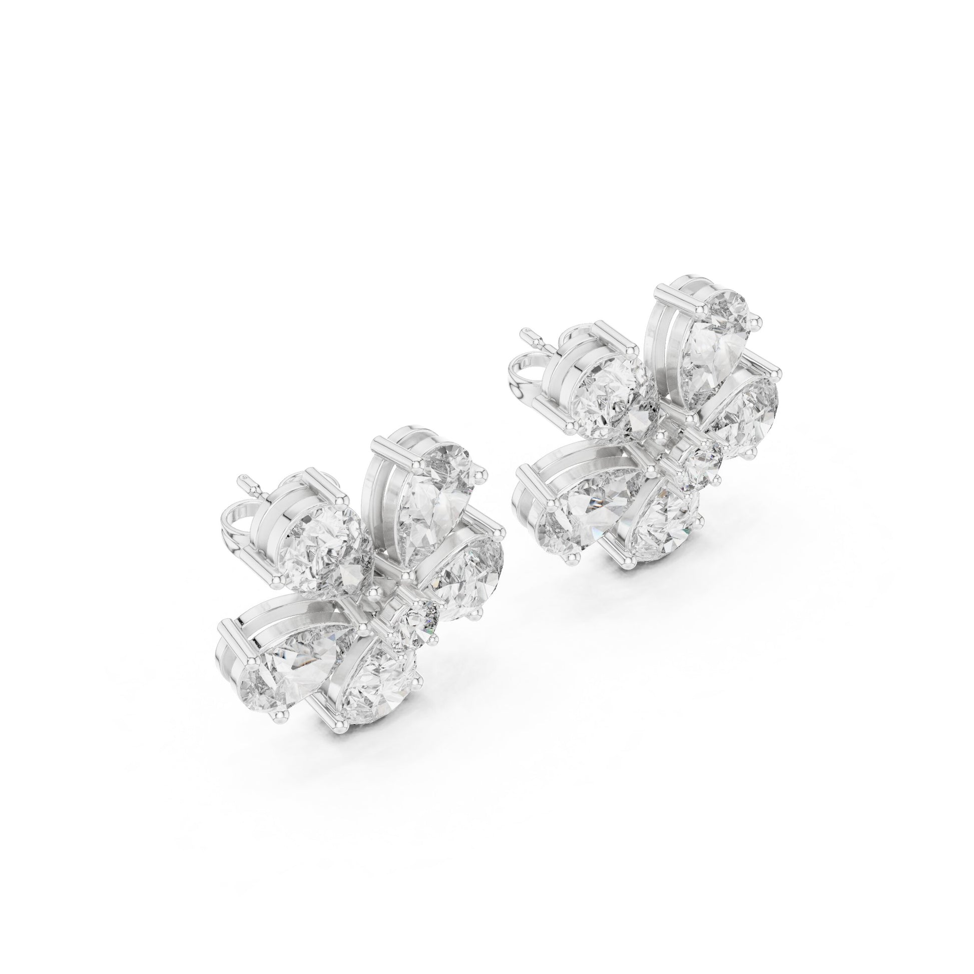 Mixed Shape Lab Grown Diamond Cluster Earrings