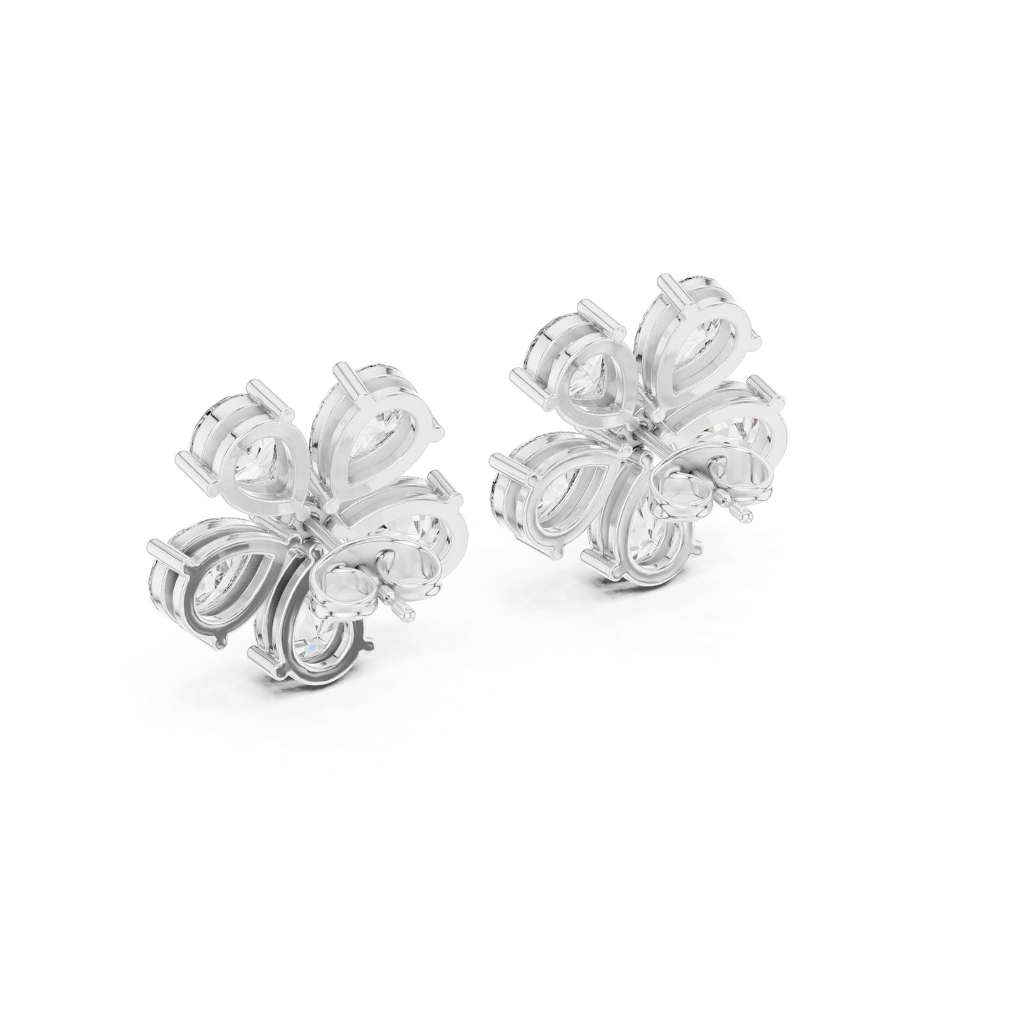 Mixed Shape Lab Grown Diamond Cluster Earrings