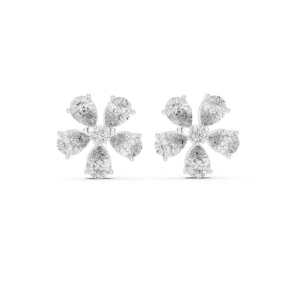 Mixed Shape Lab Grown Diamond Cluster Earrings