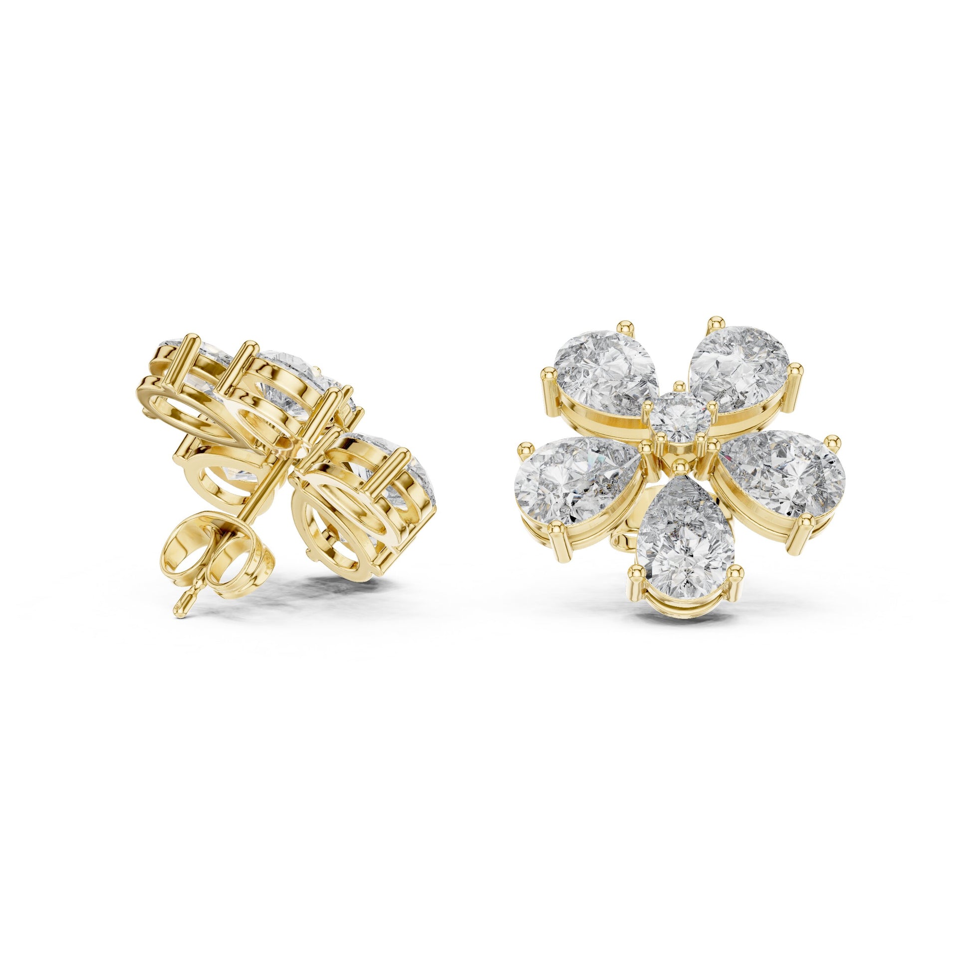 Mixed Shape Lab Grown Diamond Cluster Earrings