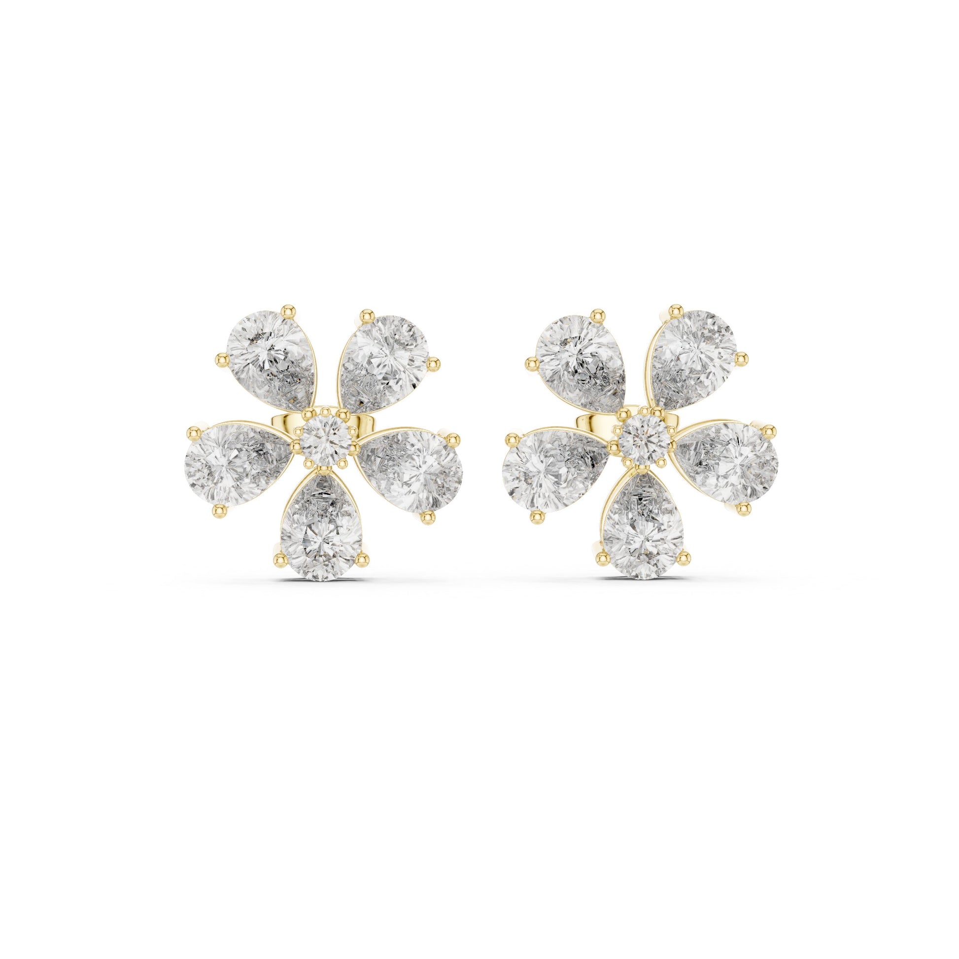 Mixed Shape Lab Grown Diamond Cluster Earrings