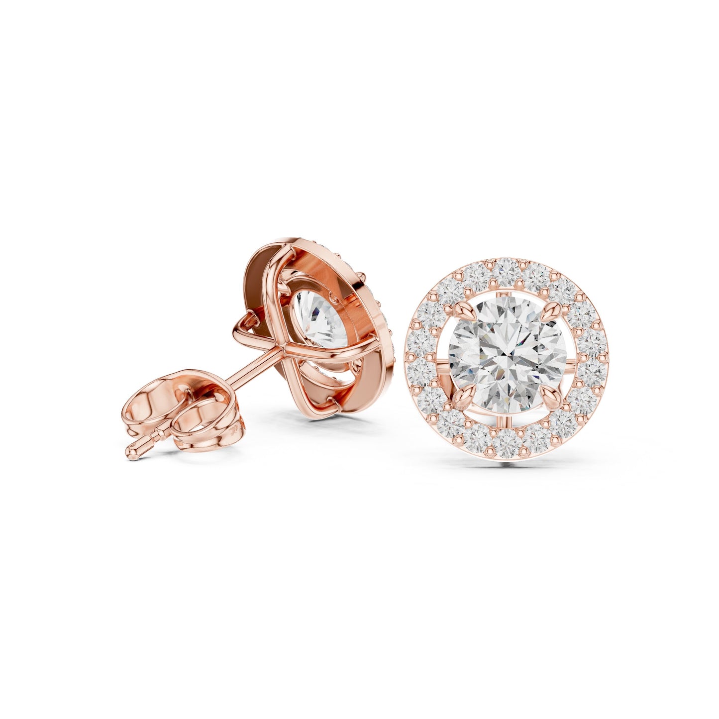 Round Stud Lab Grown Diamond Earrings