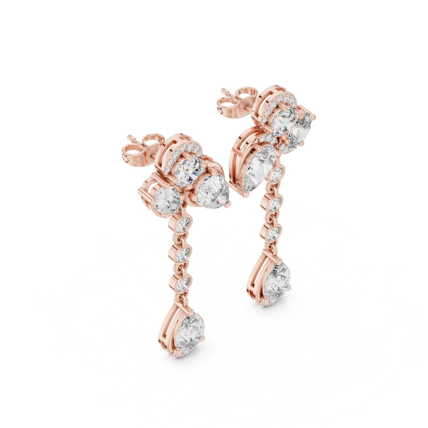 Mixed Shape Lab Grown Diamond Climber Earrings