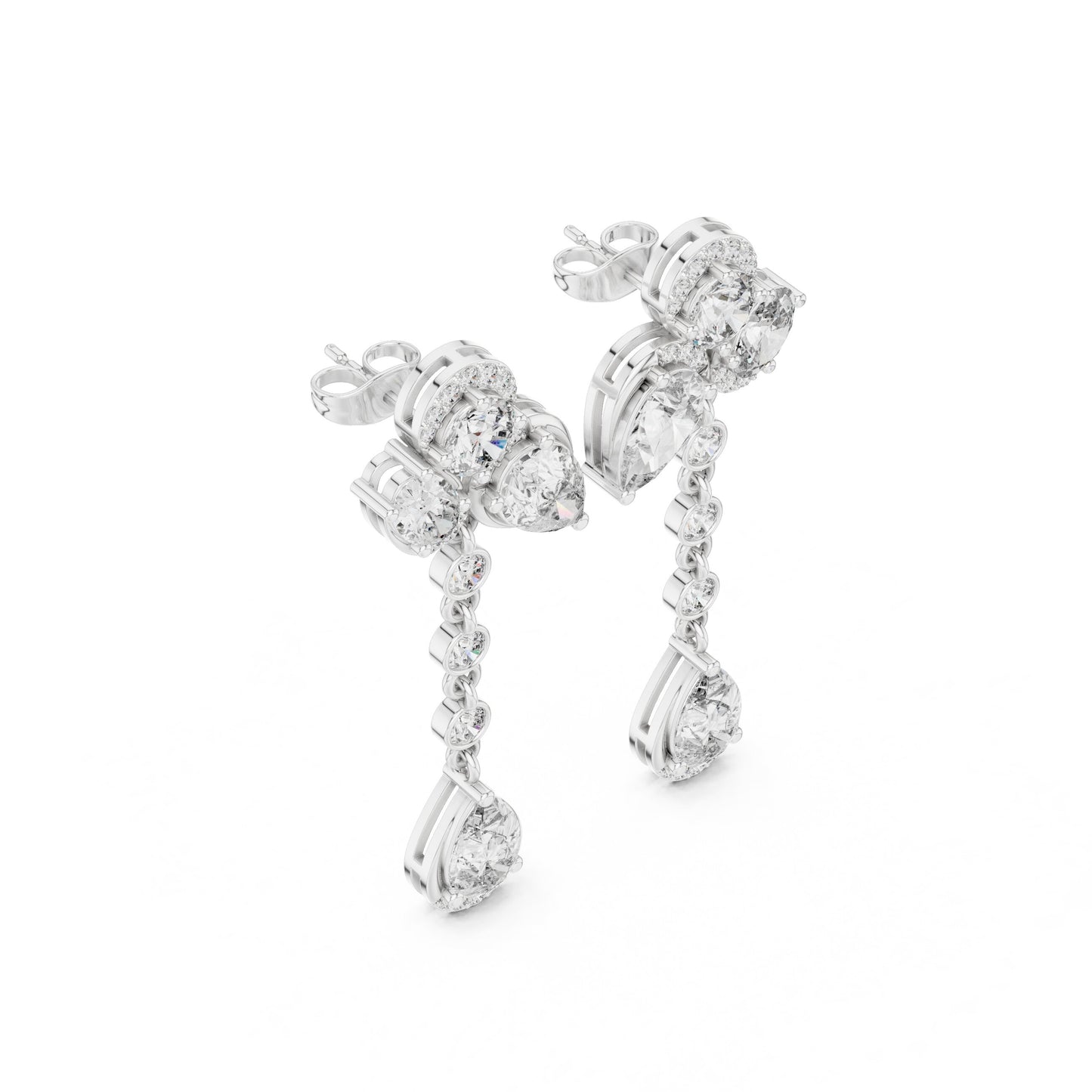 Mixed Shape Lab Grown Diamond Climber Earrings