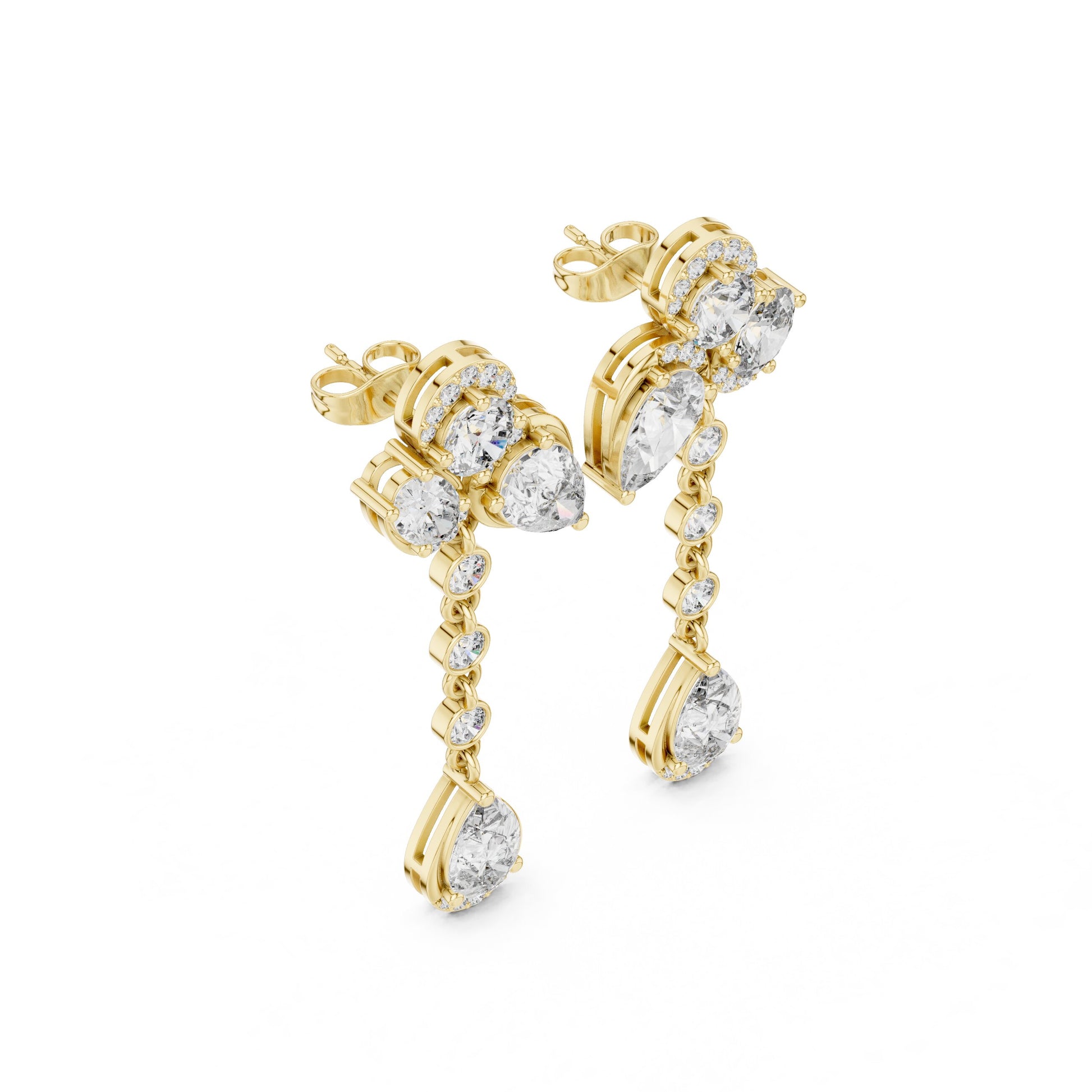 Mixed Shape Lab Grown Diamond Climber Earrings