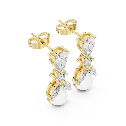 Mixed Shape Lab Grown Diamond Drop Earrings