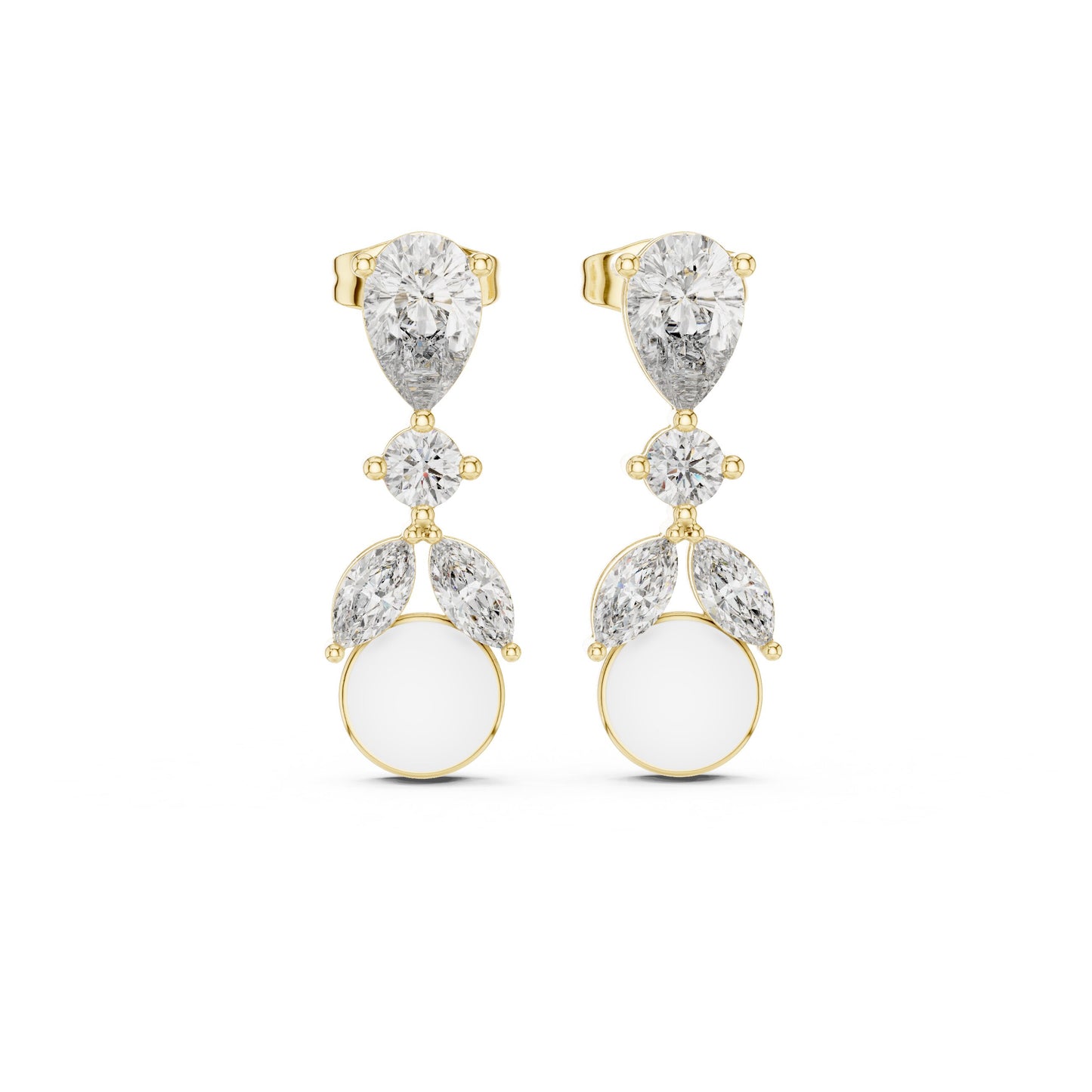 Mixed Shape Lab Grown Diamond Drop Earrings
