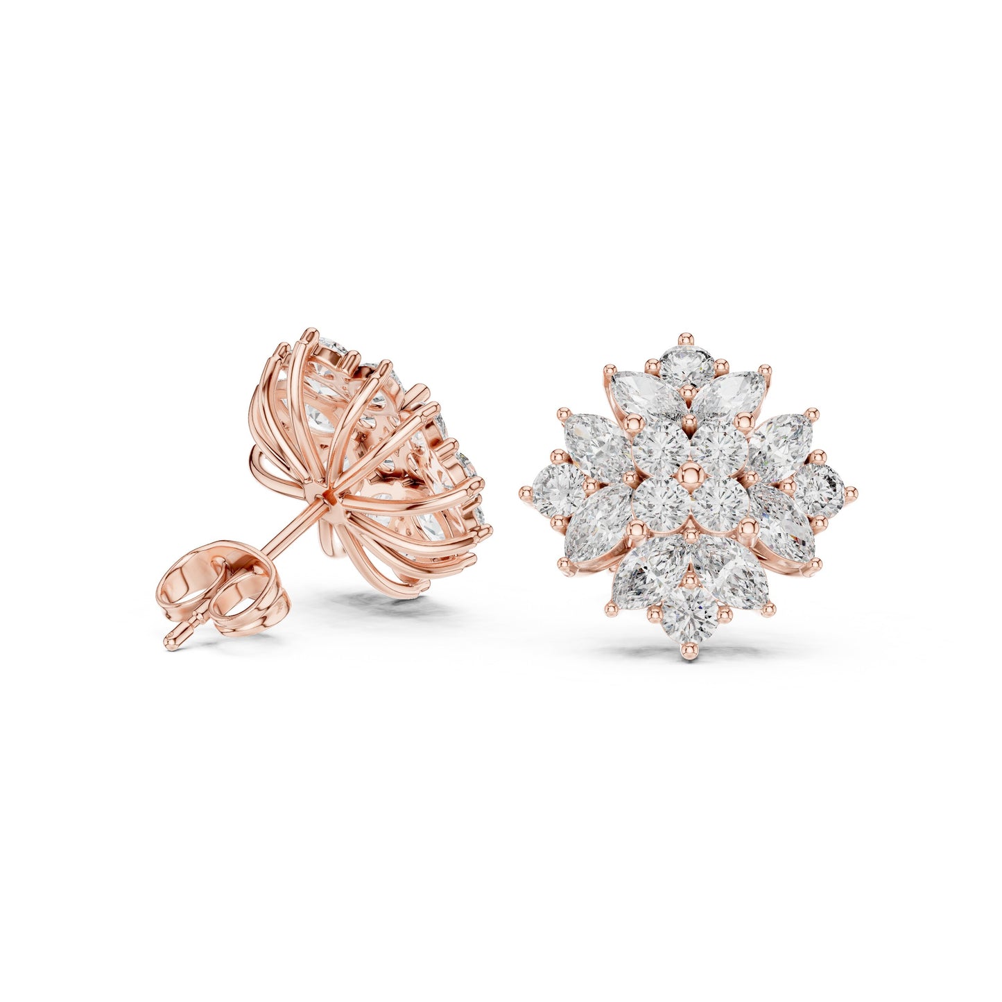 Mixed Shape Lab Grown Diamond Cluster Earrings