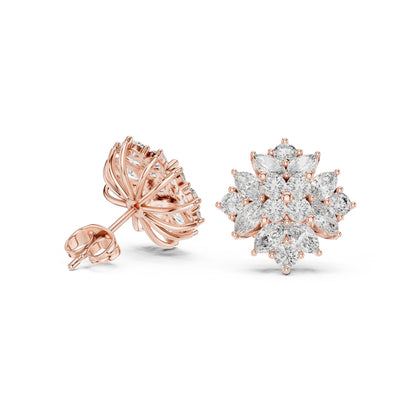 Mixed Shape Lab Grown Diamond Cluster Earrings