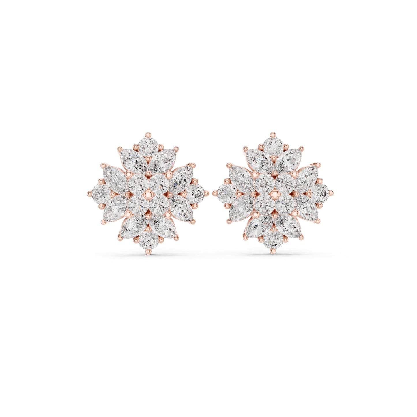 Mixed Shape Lab Grown Diamond Cluster Earrings