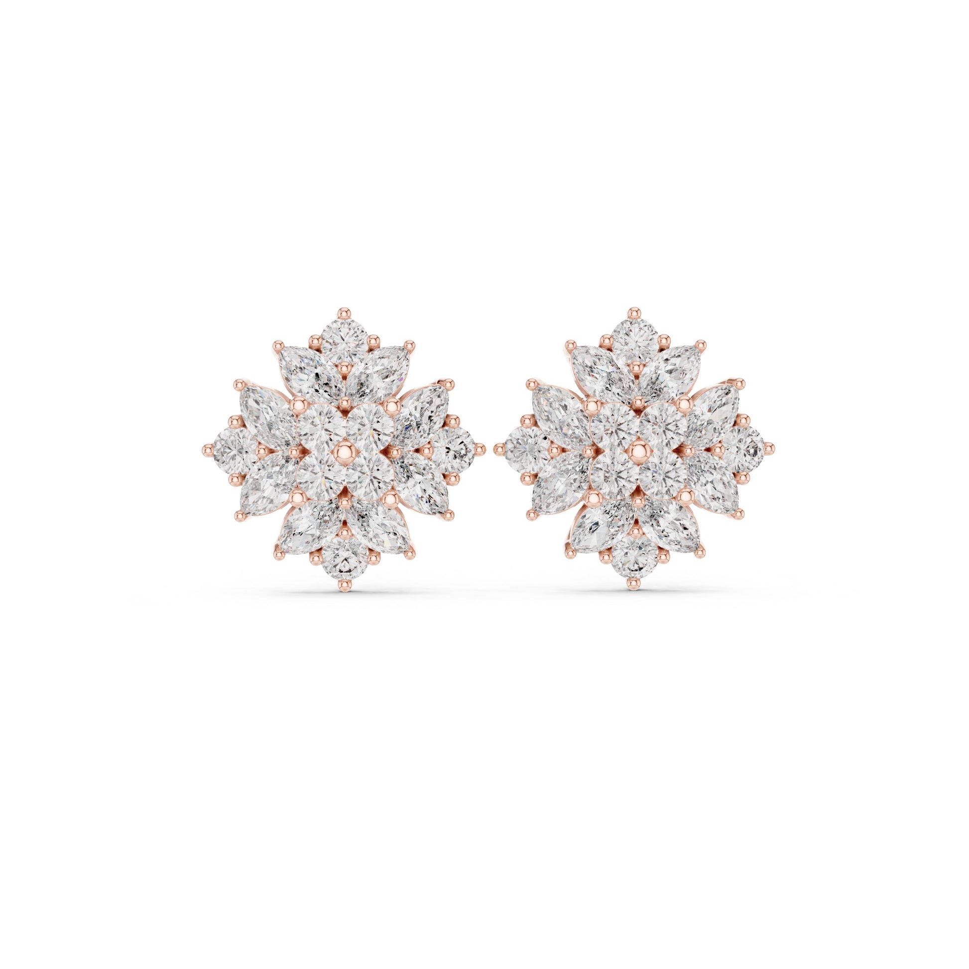 Mixed Shape Lab Grown Diamond Cluster Earrings