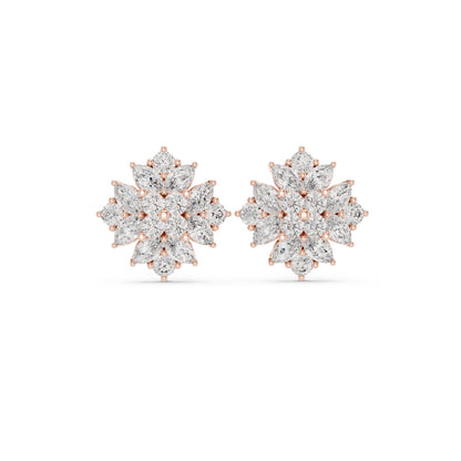 Mixed Shape Lab Grown Diamond Cluster Earrings