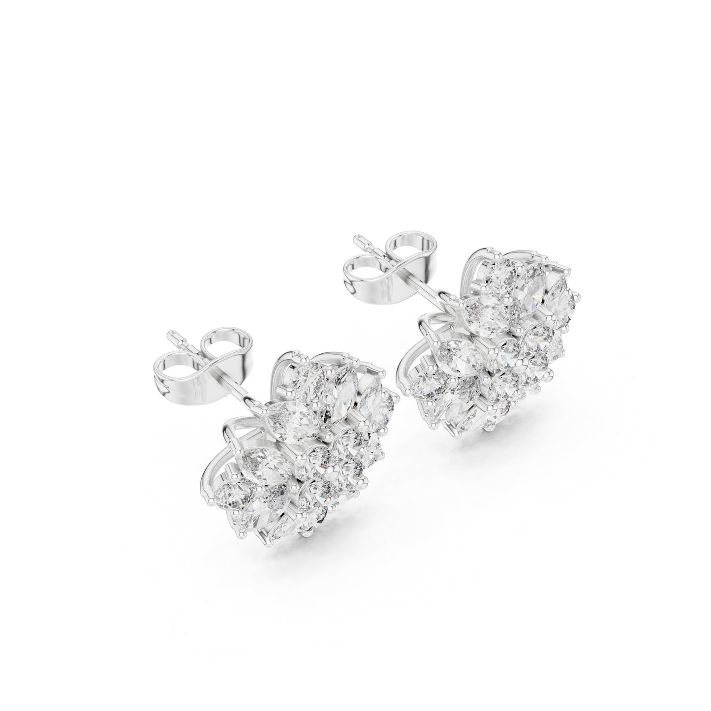 Mixed Shape Lab Grown Diamond Cluster Earrings