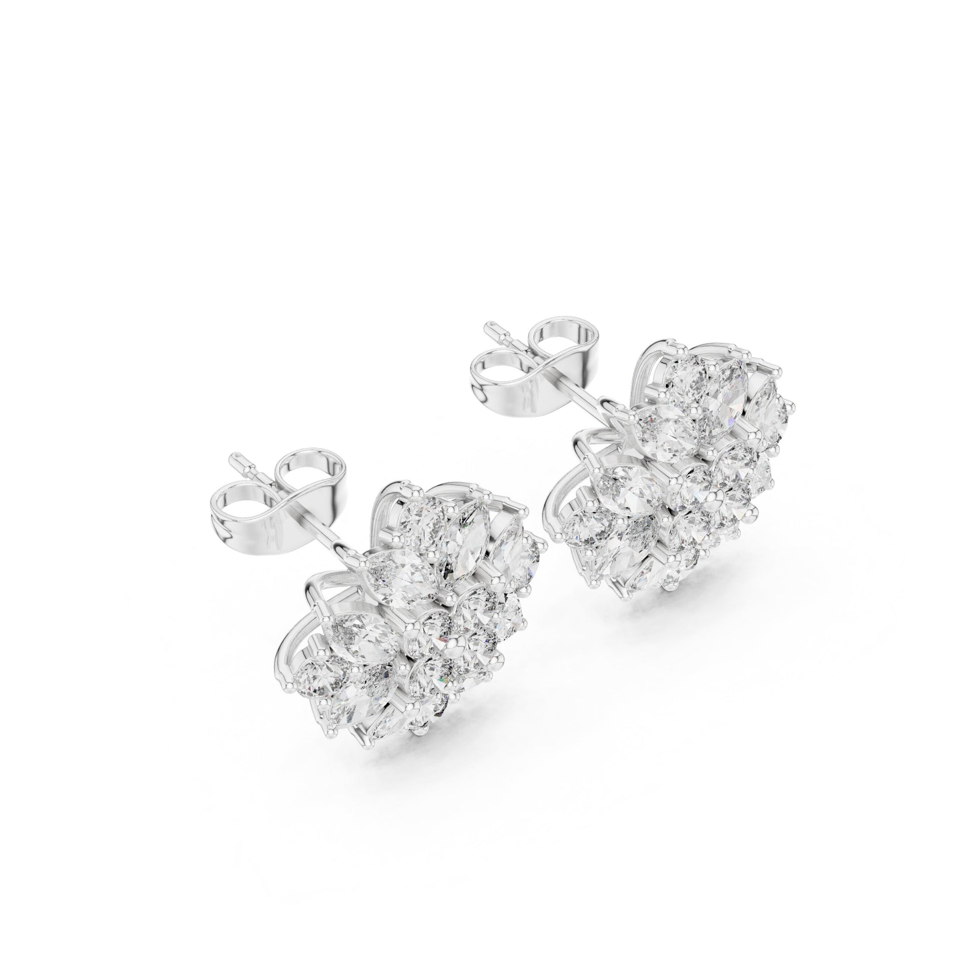 Mixed Shape Lab Grown Diamond Cluster Earrings
