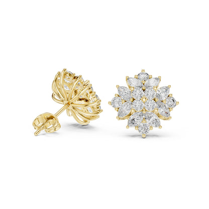 Mixed Shape Lab Grown Diamond Cluster Earrings