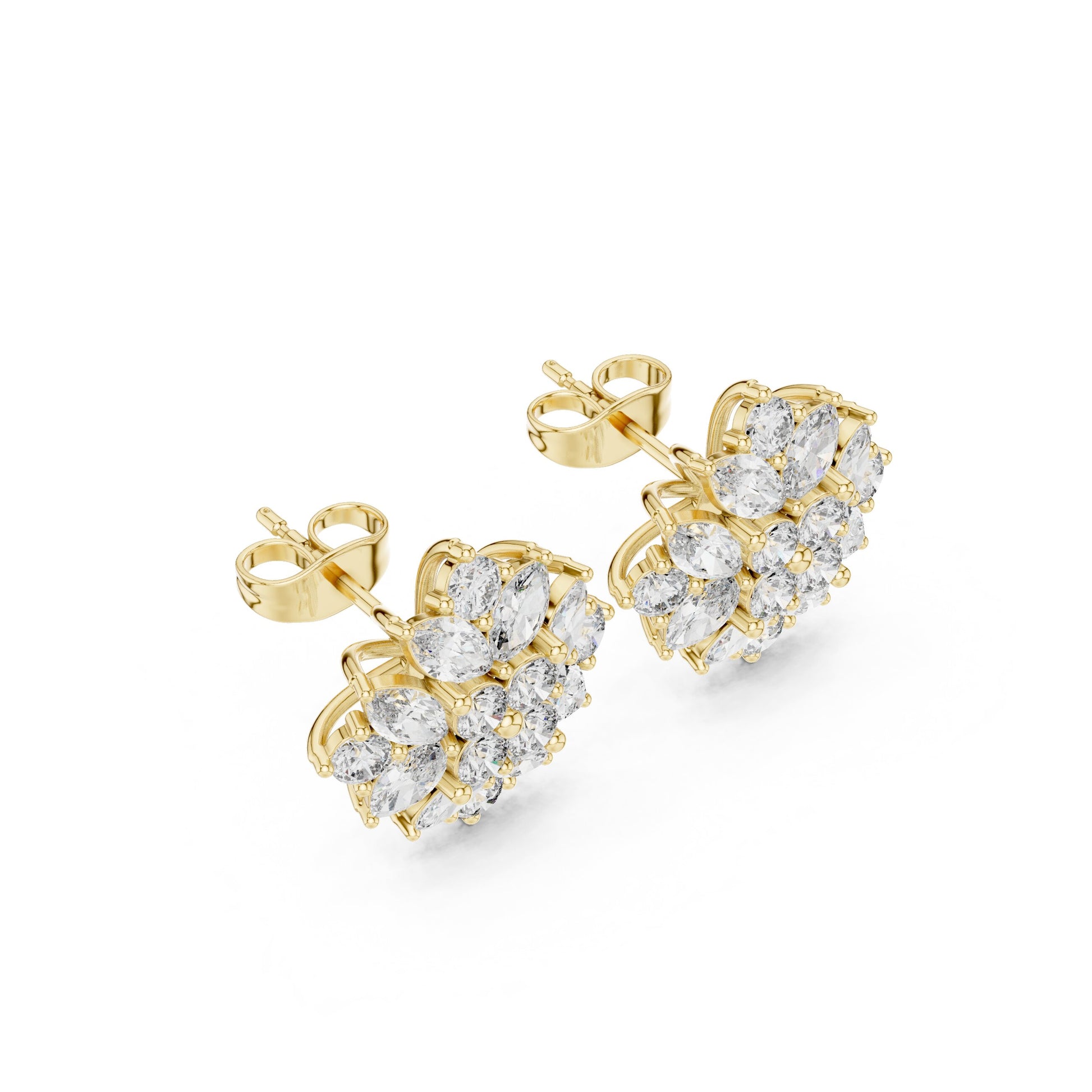 Mixed Shape Lab Grown Diamond Cluster Earrings