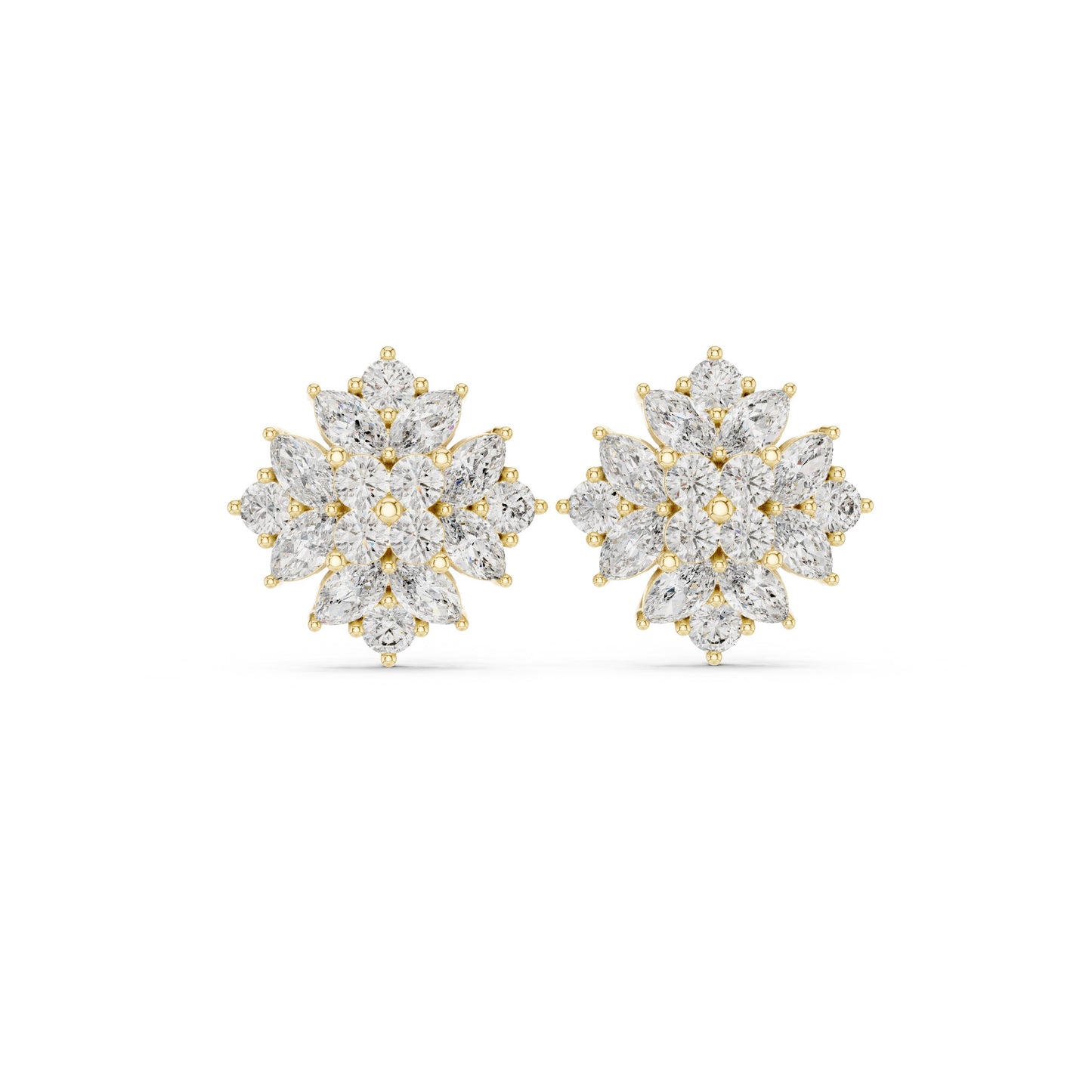 Mixed Shape Lab Grown Diamond Cluster Earrings
