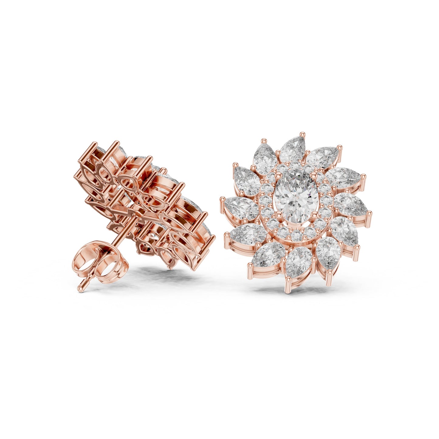 Mixed Shape Lab Grown Diamond Cluster Earrings