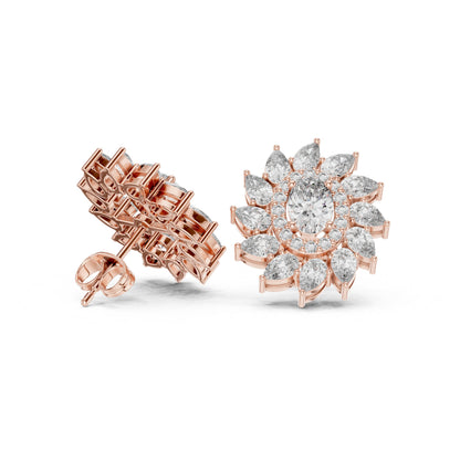 Mixed Shape Lab Grown Diamond Cluster Earrings
