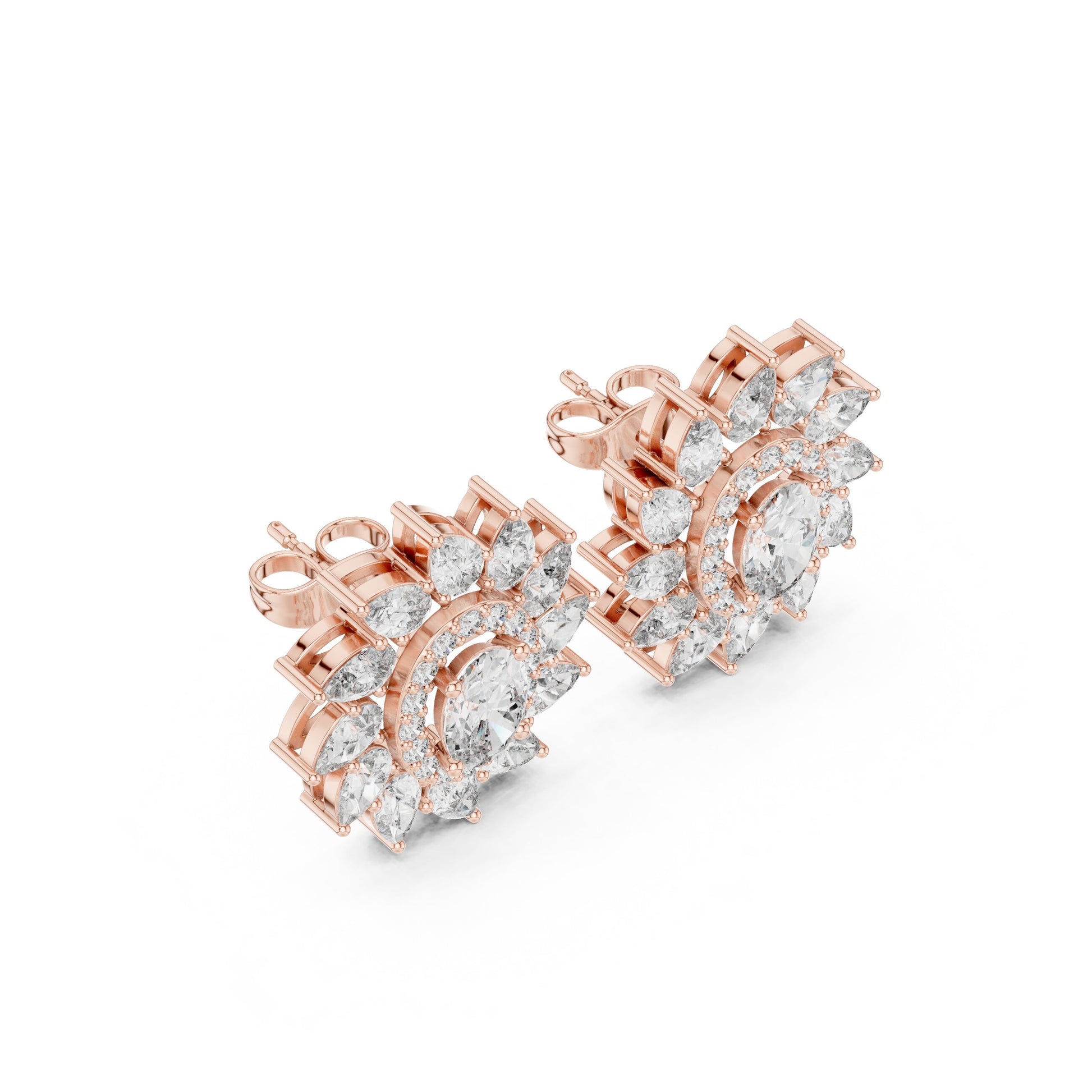 Mixed Shape Lab Grown Diamond Cluster Earrings