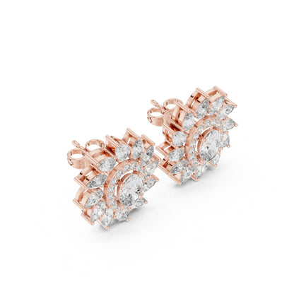Mixed Shape Lab Grown Diamond Cluster Earrings