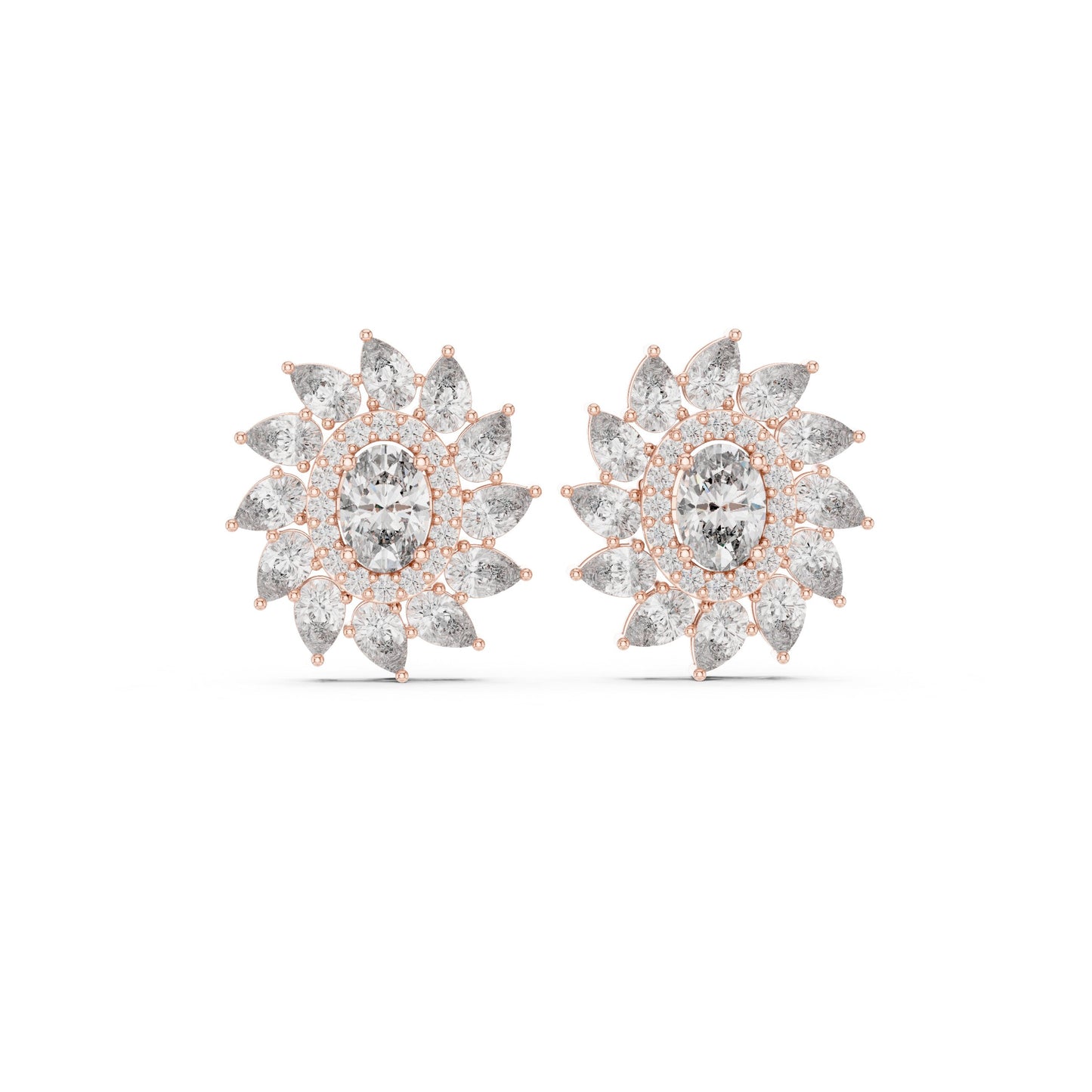Mixed Shape Lab Grown Diamond Cluster Earrings