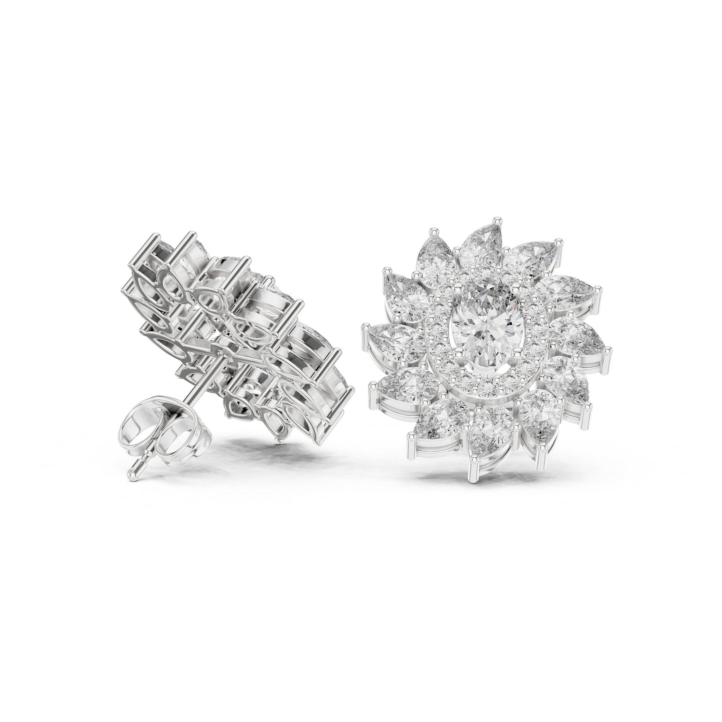 Mixed Shape Lab Grown Diamond Cluster Earrings