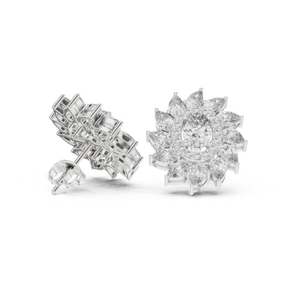 Mixed Shape Lab Grown Diamond Cluster Earrings