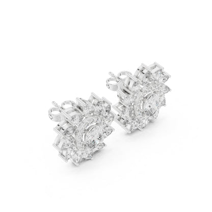 Mixed Shape Lab Grown Diamond Cluster Earrings