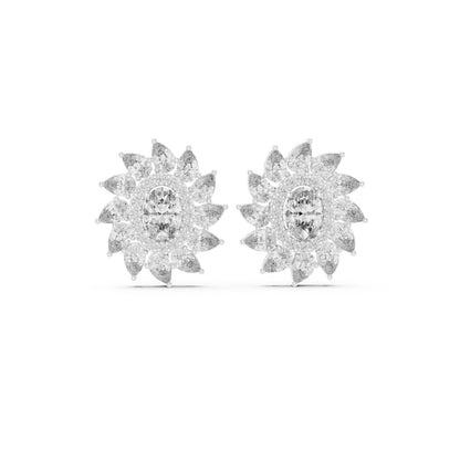 Mixed Shape Lab Grown Diamond Cluster Earrings