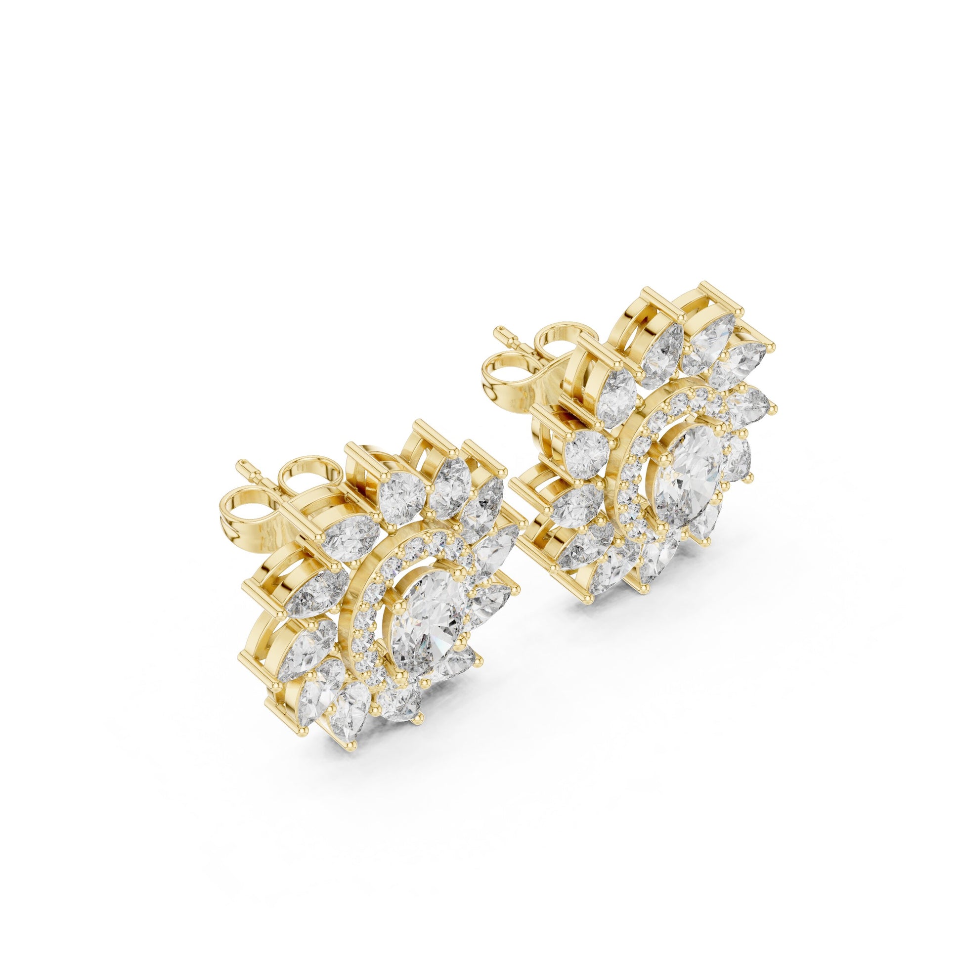 Mixed Shape Lab Grown Diamond Cluster Earrings