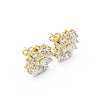 Mixed Shape Lab Grown Diamond Cluster Earrings